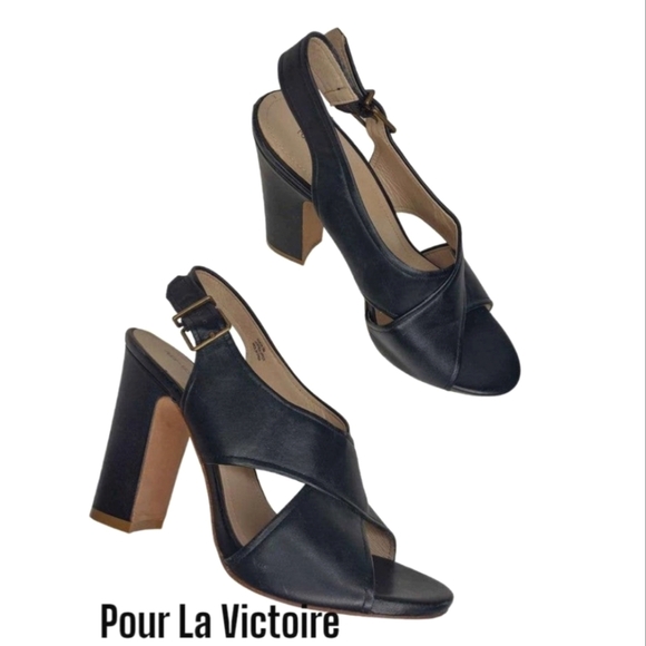 Pour La Victoire Shoes - POUR LA VICTOIRE BLACK SLINGBACKS Sz 8.5